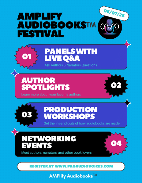 AMPlify Audiobooks 2026 Festival Flyer